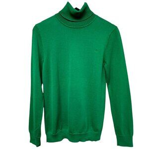 LAUREN Ralph Lauren Kelly Green Turtleneck Sweater Large Cotton Embroidered Logo